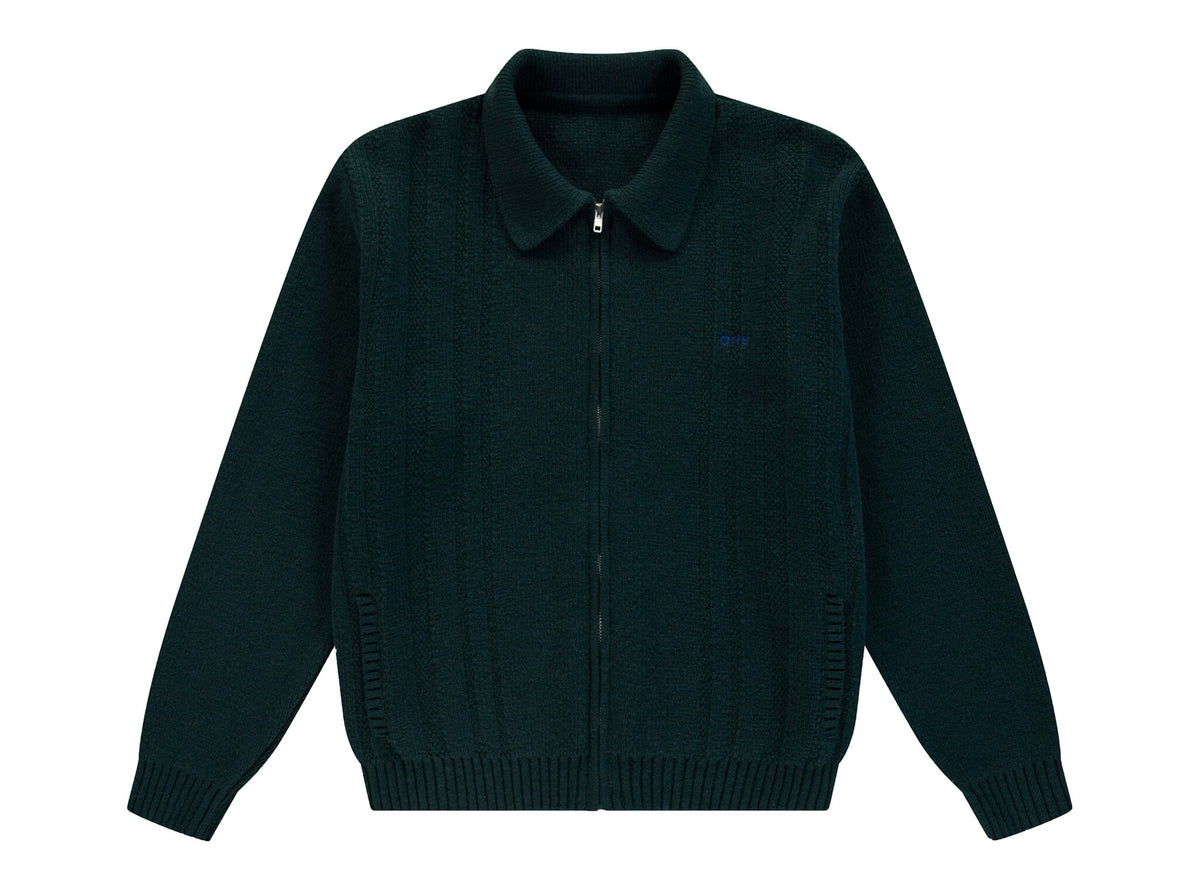 Arte Antwerp CABLE KNIT ZIP CARDIGAN Green