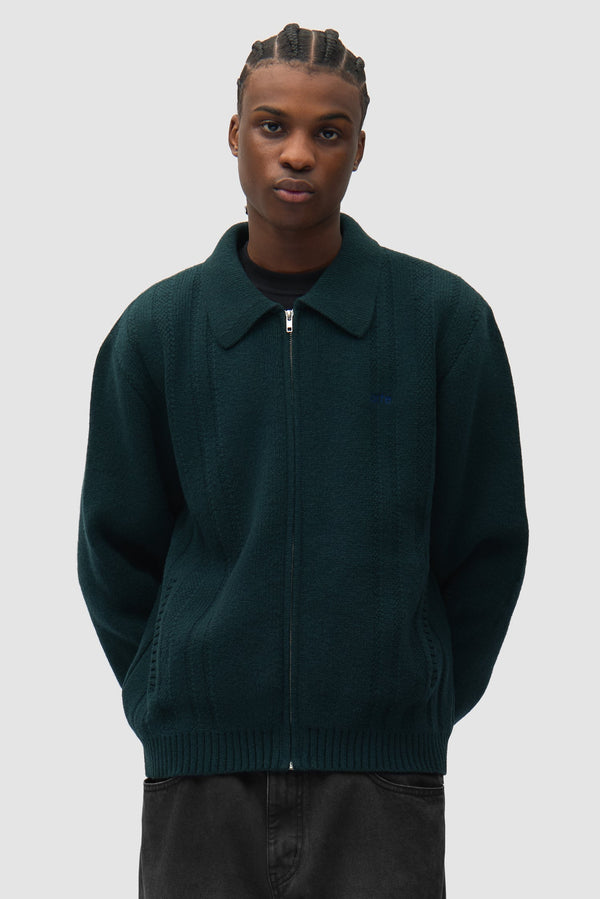 Arte Antwerp CABLE KNIT ZIP CARDIGAN Green — Arte Antwerp