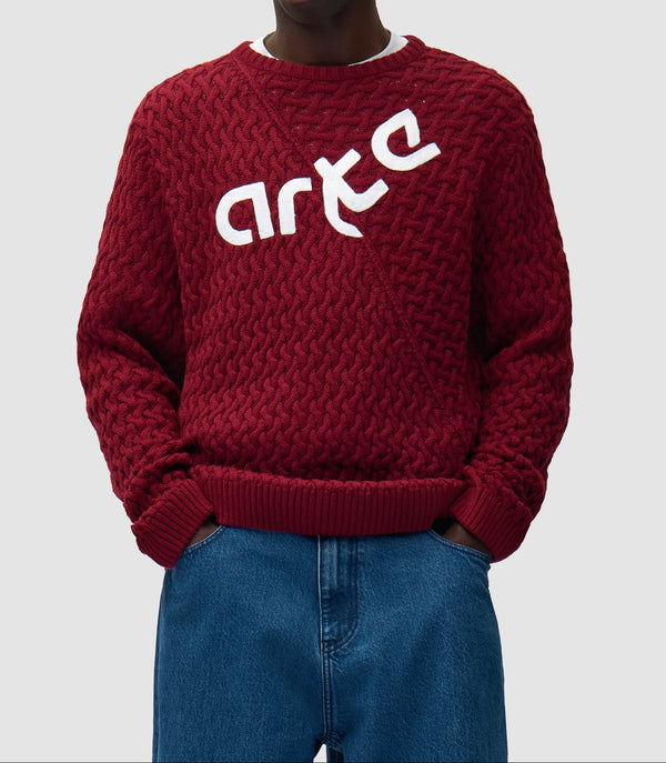 Arte Antwerp DISTORTED LOGO SWEATER Bordeaux — Arte Antwerp