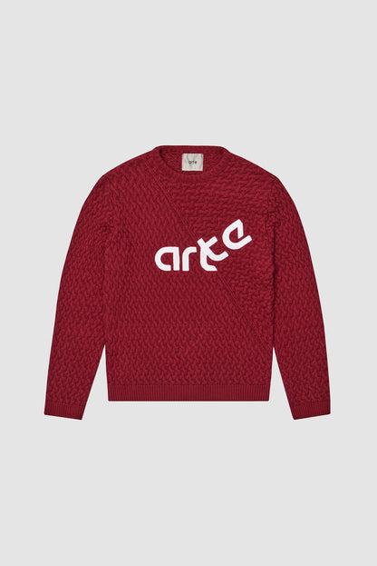 Arte Antwerp DISTORTED LOGO SWEATER Bordeaux