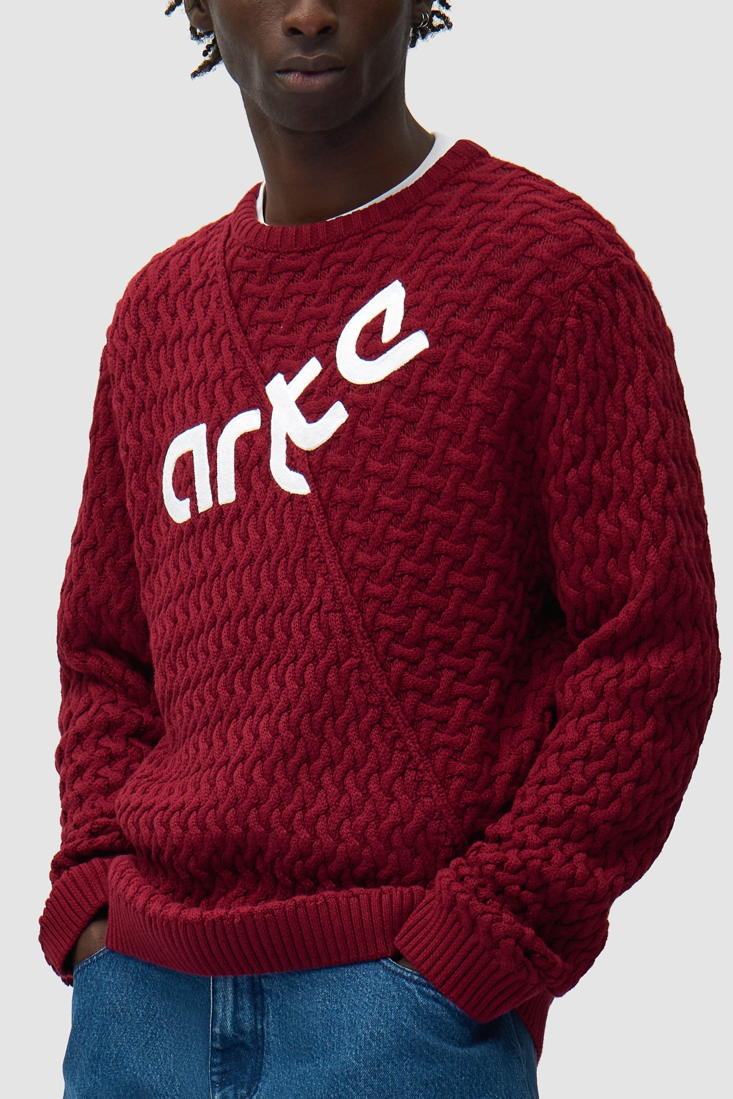 Arte Antwerp DISTORTED LOGO SWEATER Bordeaux