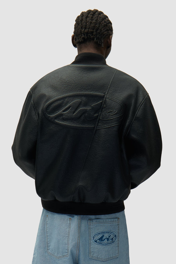 Arte Antwerp LEATHER VARSITY JACKET Black — Arte Antwerp