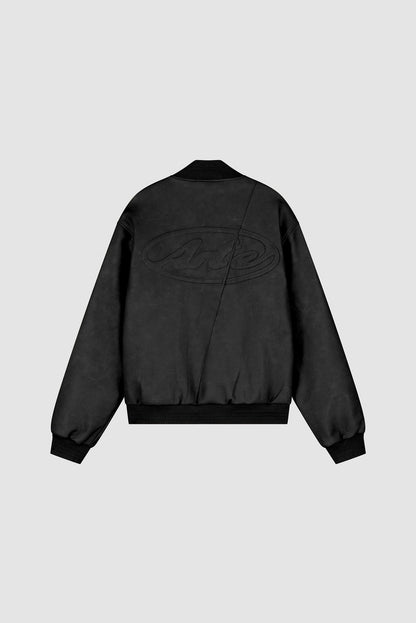 Arte Antwerp LEATHER VARSITY JACKET Black