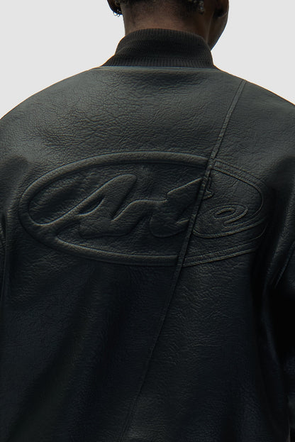 Arte Antwerp LEATHER VARSITY JACKET Black