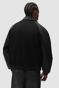 Arte Antwerp Leather Varsity Jacket Black