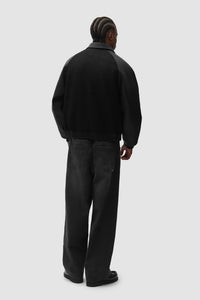 Arte Antwerp Leather Varsity Jacket Black