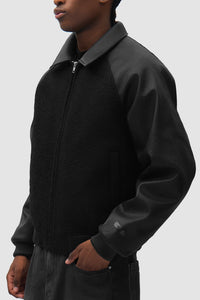 Arte Antwerp Leather Varsity Jacket Black