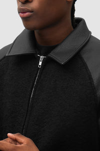 Arte Antwerp Leather Varsity Jacket Black