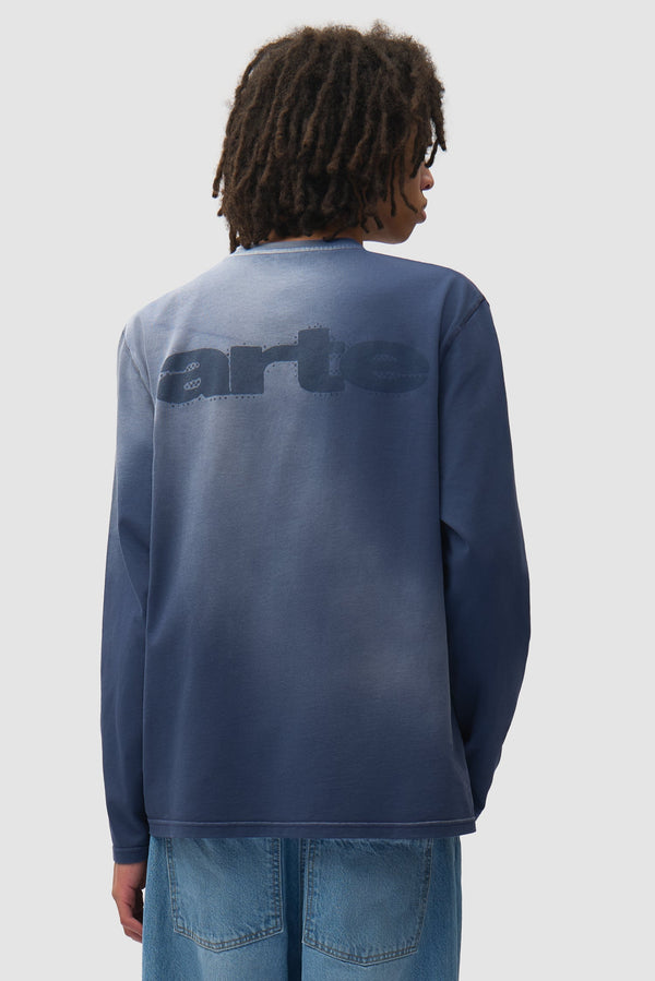 Arte Antwerp STENCIL SUNFADE L/S TEE Navy — Arte Antwerp