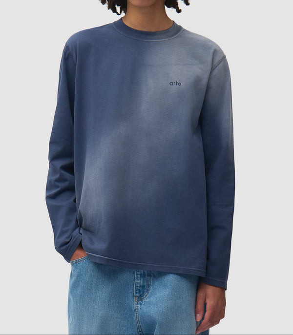 Arte Antwerp STENCIL SUNFADE L/S TEE Navy