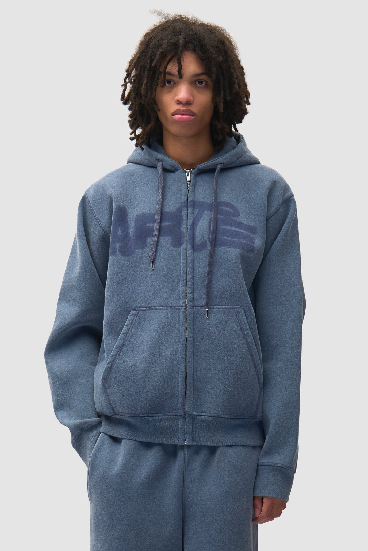 Arte Antwerp STENCIL SUNFADE ZIP HOODIE Navy