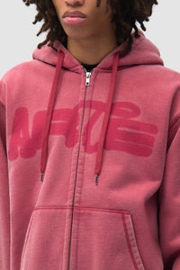 Arte Antwerp STENCIL SUNFADE ZIP HOODIE Red