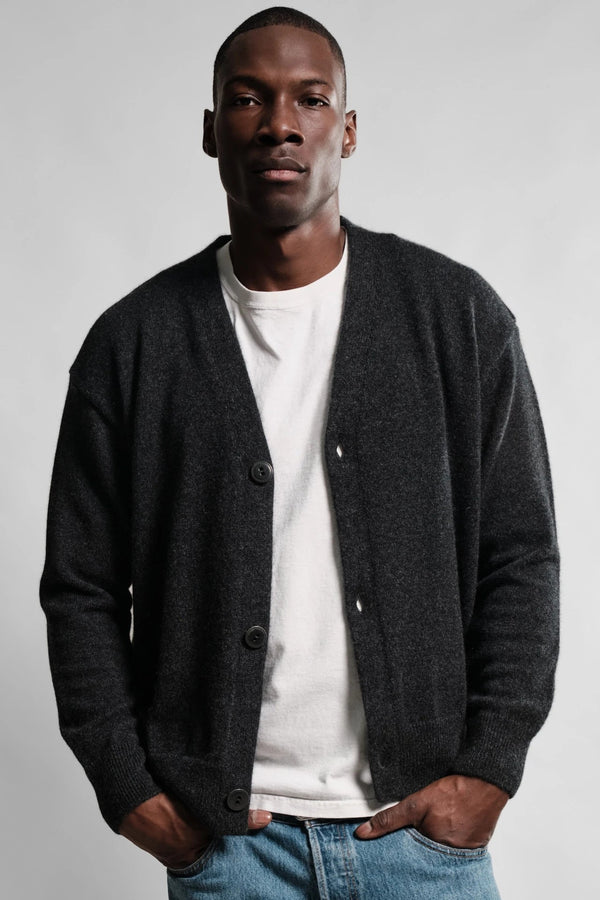 Nitto Knitwear CARDIGAN ARMEN CHARCOAL — Nitto Knitwear