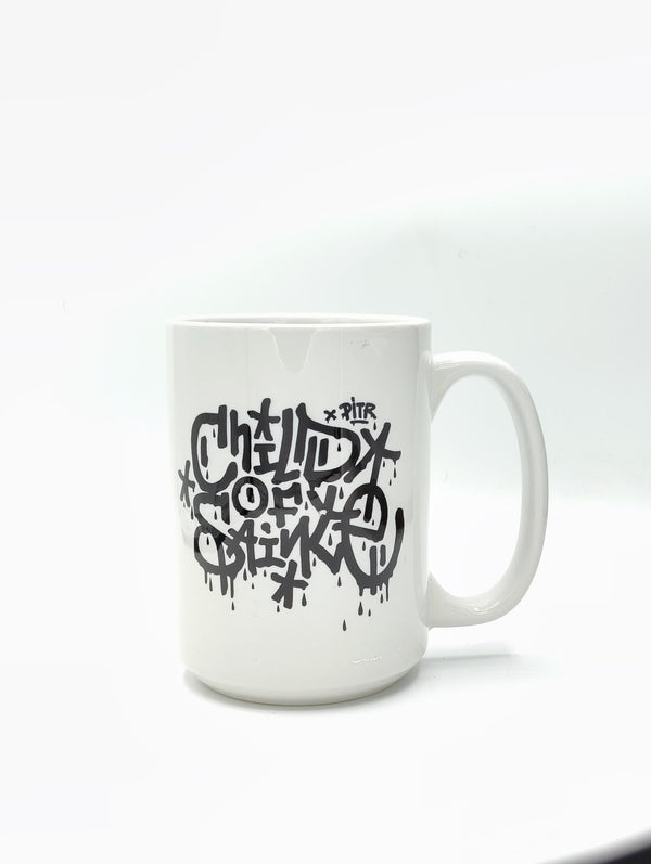 CHILD OF SAINTE OG COS MUG WHITE BLACK — Child Of Sainté