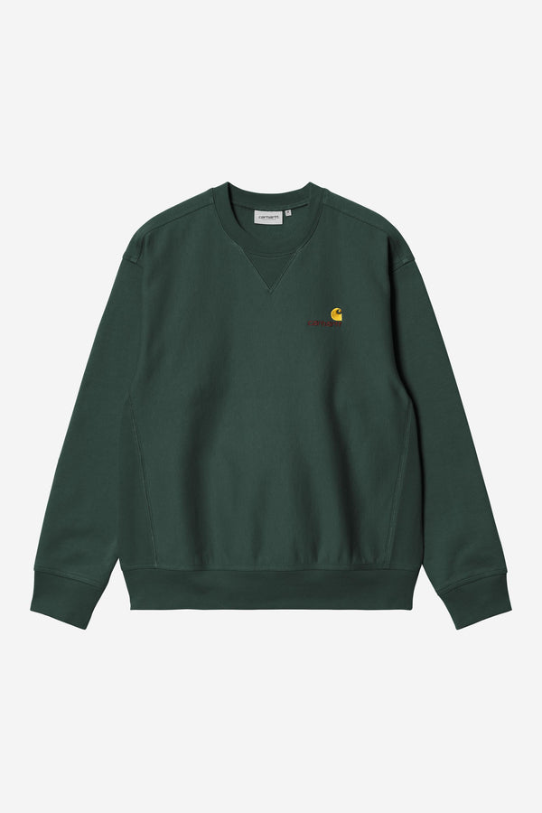 Carhartt Wip AMERICAN SCRIPT SWEAT Kale Green — Carhartt Wip