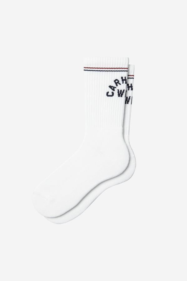 Carhartt Wip ARCH SCRIPT SOCKS White / Dark Navy — Carhartt Wip