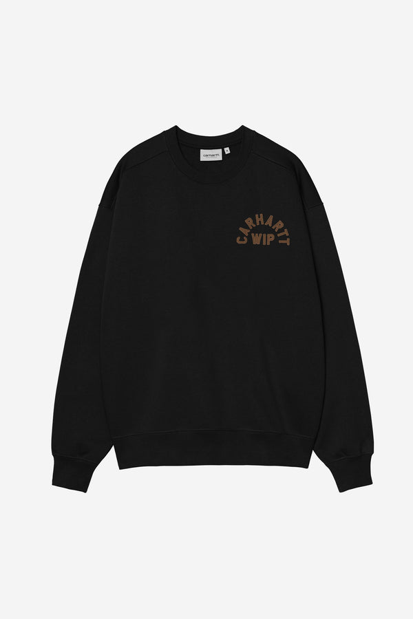 Carhartt Wip ARCH SCRIPT SWEAT Black / Hamilton Brown stone washed — Carhartt Wip