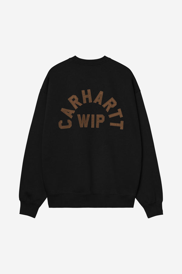 Carhartt Wip ARCH SCRIPT SWEAT Black / Hamilton Brown stone washed