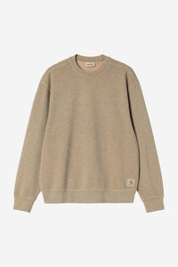 Carhartt Wip CASPIAN SWEAT Dusty H Brown Heather garment dyed