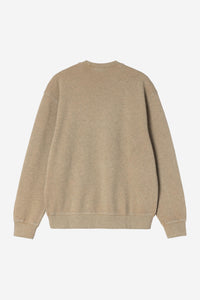 Carhartt Wip CASPIAN SWEAT Dusty H Brown Heather garment dyed