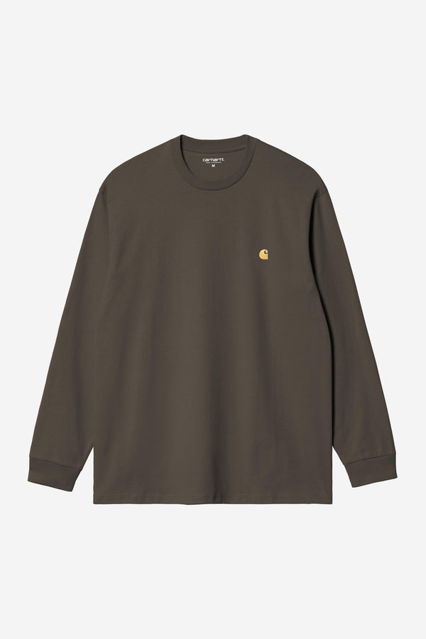 Carhartt Wip CHASE L/S TEE Shungite / Gold — Carhartt Wip