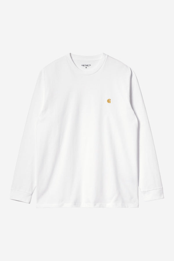 Carhartt Wip CHASE L/S TEE White / Gold — Carhartt Wip