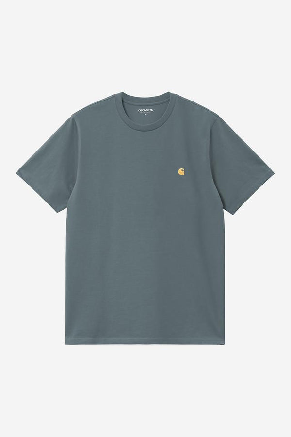 Carhartt Wip CHASE S/S TEE Cozy Blue / Gold — Carhartt Wip