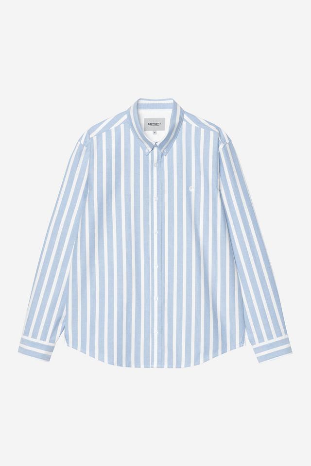 Carhartt Wip DEVEN L/S SHIRT Deven Stripe, Bleach / White