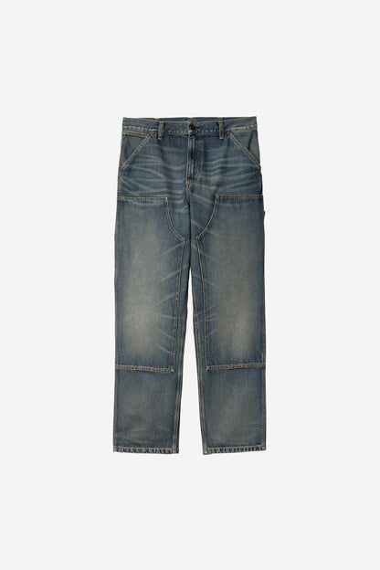 Carhartt Wip DOUBLE KNEE PANT Blue Worn washed
