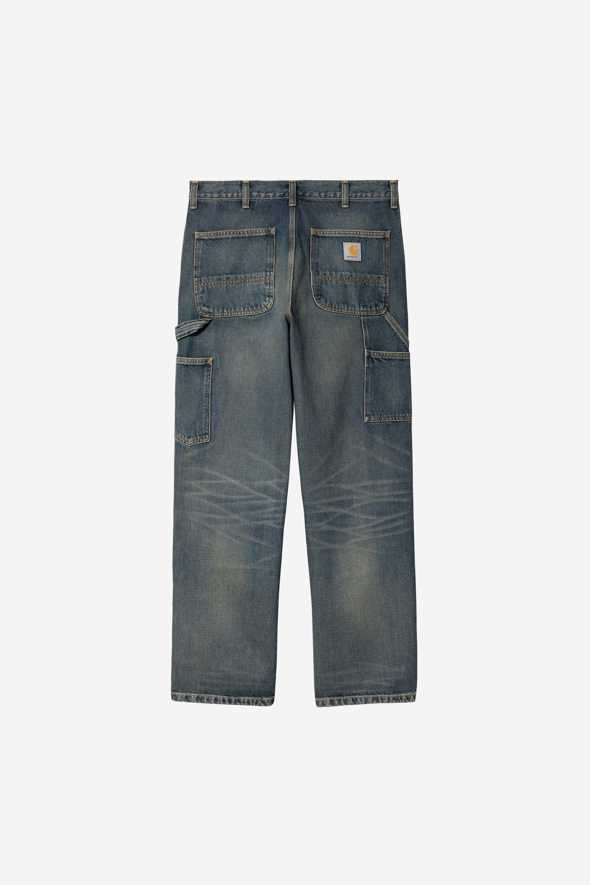Carhartt Wip DOUBLE KNEE PANT Blue Worn washed