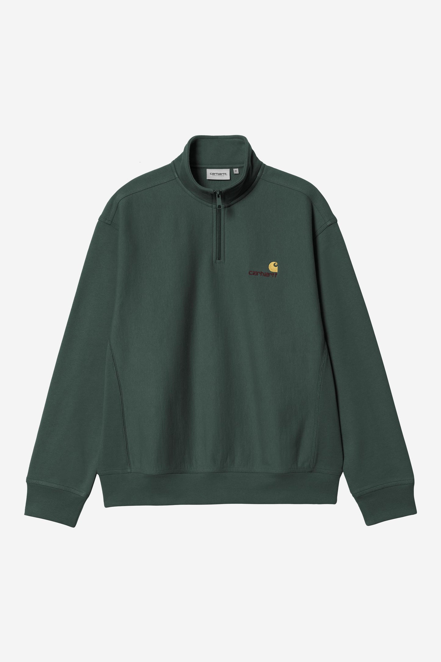 Carhartt Wip HALF ZIP AMERICAN SCRIPT SWEAT Kale Green