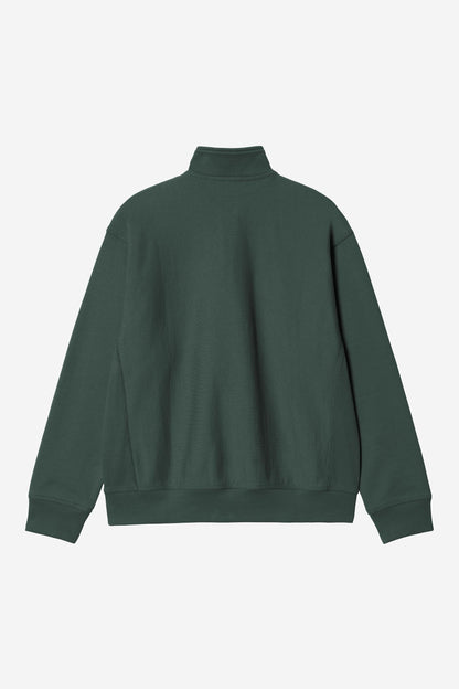 Carhartt Wip HALF ZIP AMERICAN SCRIPT SWEAT Kale Green