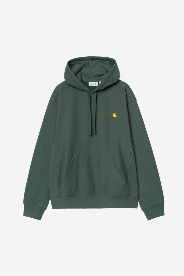 Carhartt Wip HOODED AMERICAN SCRIPT SWEAT Kale Green — Carhartt Wip