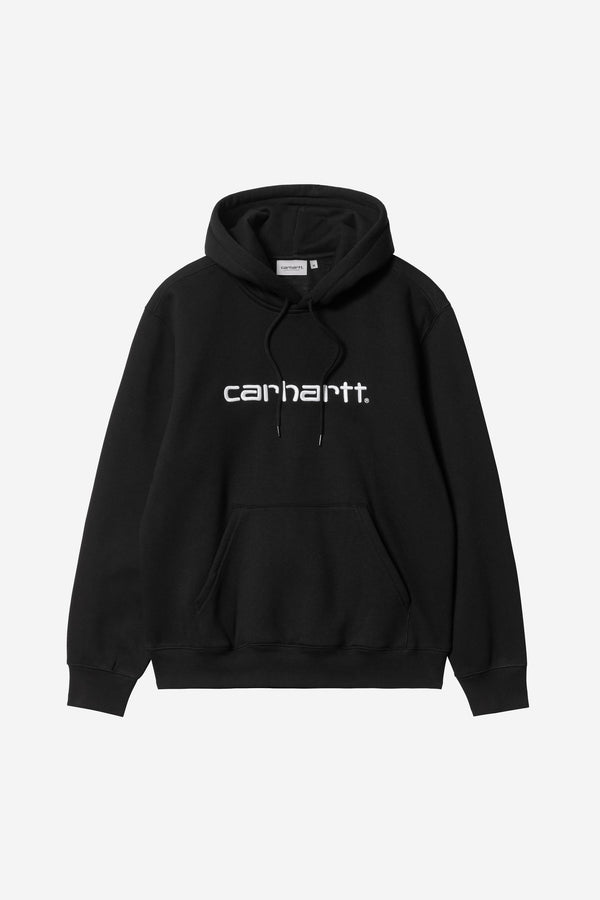 Carhartt Wip HOODED CARHARTT SWEAT Black / White — Carhartt Wip