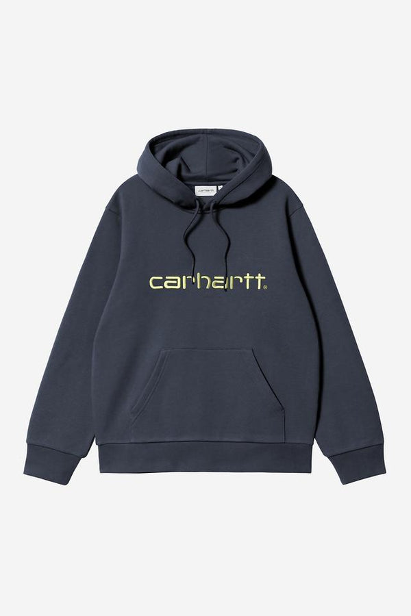 Carhartt Wip HOODED CARHARTT SWEAT Deep Night / Gentle Green — Carhartt Wip
