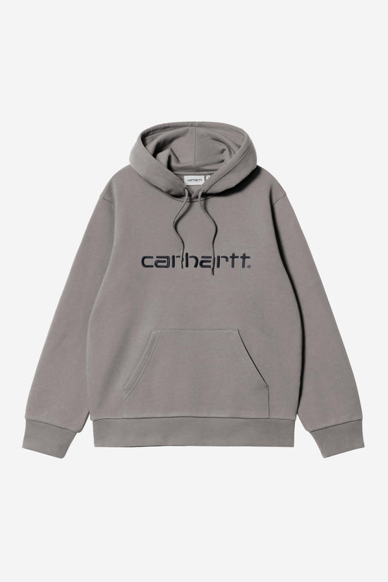 Carhartt Wip HOODED CARHARTT SWEAT Shady Grey / Dark Navy — Carhartt WIP