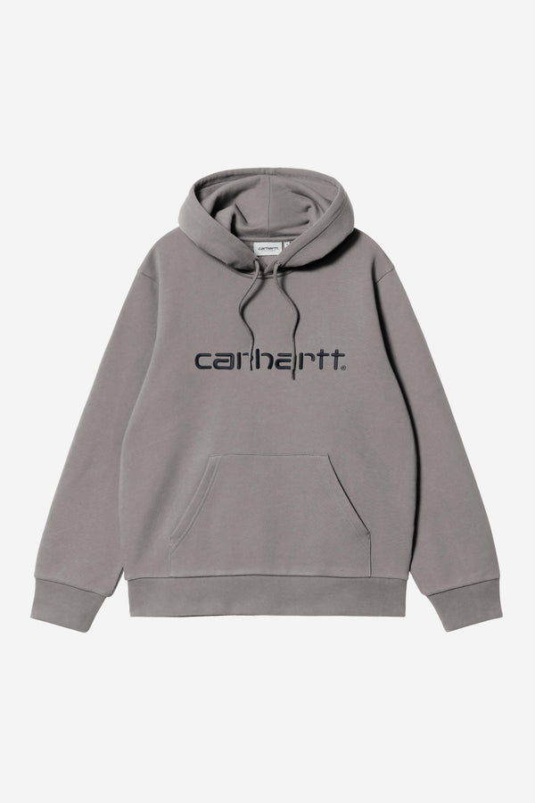 Carhartt Wip HOODED CARHARTT SWEAT Shady Grey / Dark Navy — Carhartt Wip