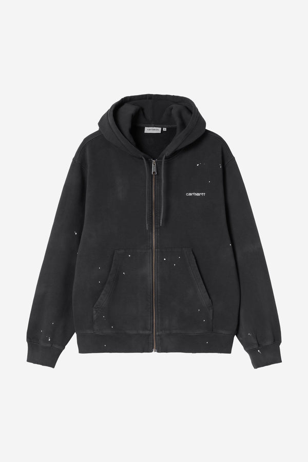 Carhartt Wip HOODED PANTER JACKET Black destroy wash splatter — Carhartt Wip