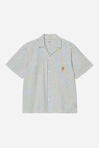 Carhartt Wip LEAVEL S/S SHIRT Leavel Stripe Blue River / Wax