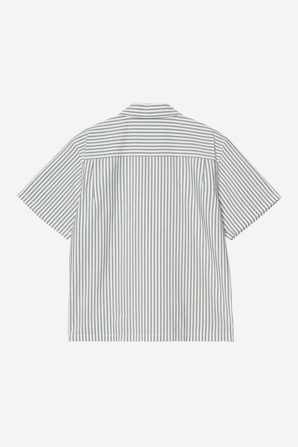 Carhartt Wip LEAVEL S/S SHIRT Leavel Stripe Blue River / Wax
