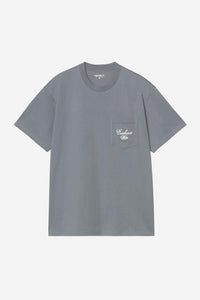 Carhartt Wip LONGHAND POCKET S/S TEE Cozy Blue / White