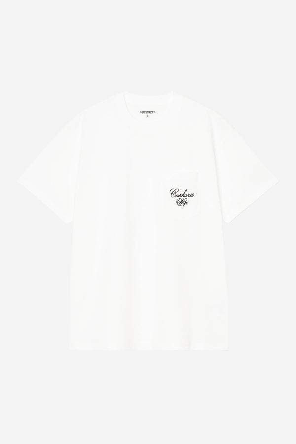 Carhartt Wip LONGHAND POCKET S/S TEE White / Black — Carhartt Wip