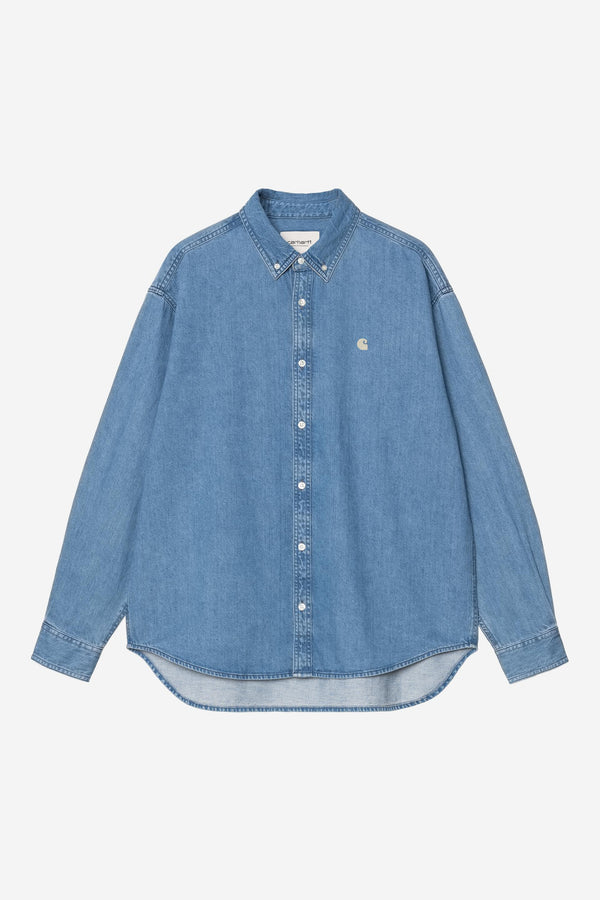 Carhartt Wip LUCAS L/S SHIRT Blue stone washed — Carhartt Wip