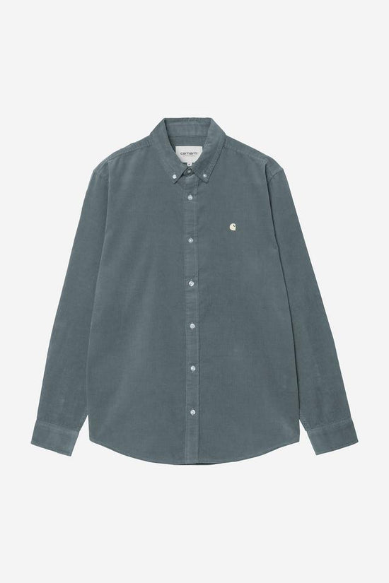 Carhartt Wip MADISON FINE CORD L/S SHIRT Cozy Blue / Wax — Carhartt WIP