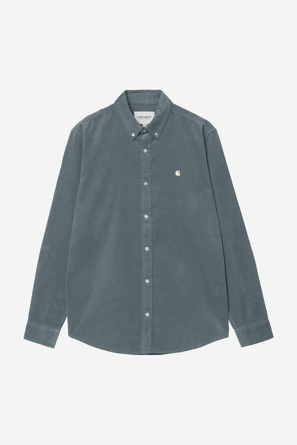 Carhartt Wip MADISON FINE CORD L/S SHIRT Cozy Blue / Wax — Carhartt Wip