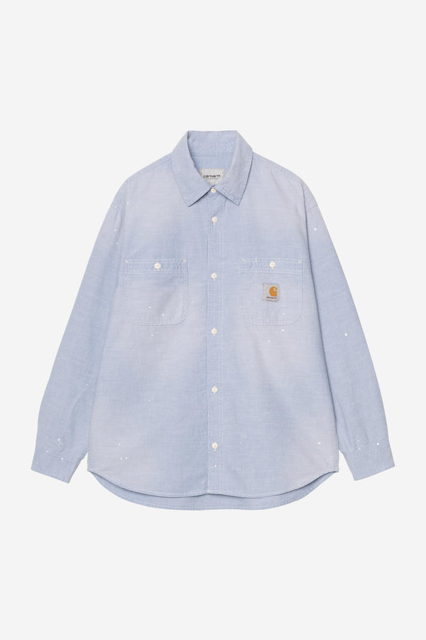 Carhartt Wip PAINTER L/S SHIRT Blue worn used splatter — Carhartt Wip