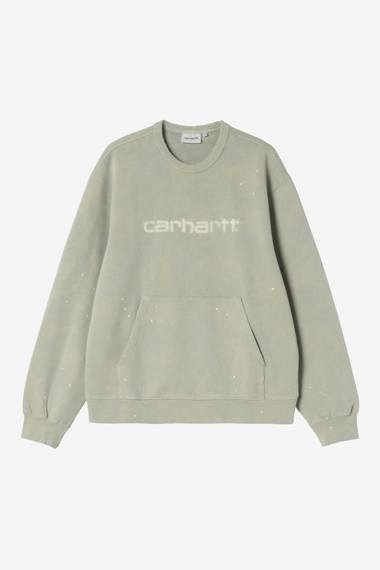 Carhartt Wip PAINTER SWEAT Shady Green destroy wash, splatter — Carhartt WIP