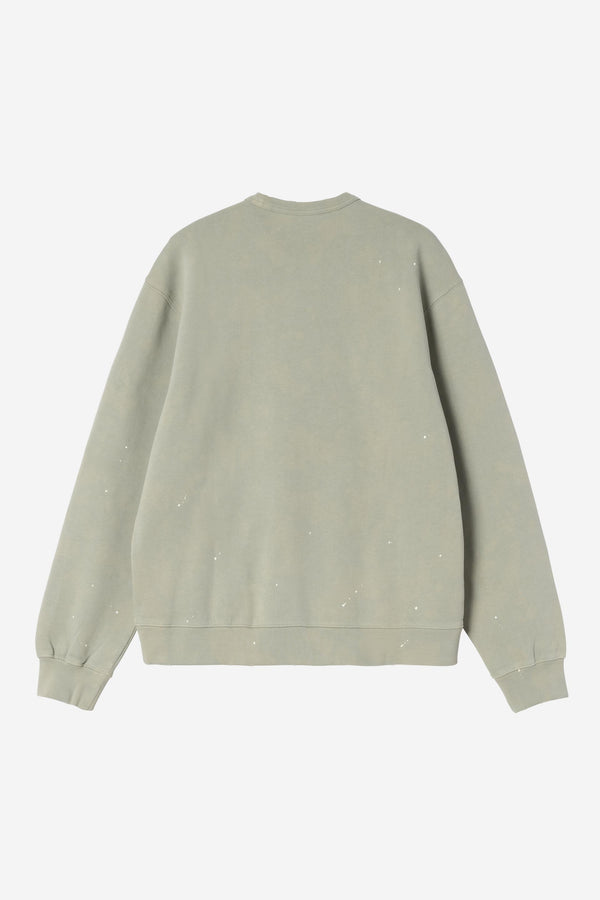 Carhartt Wip PAINTER SWEAT Shady Green destroy wash, splatter