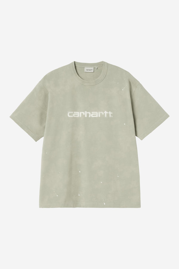 Carhartt Wip PAINTER S/S TEE Shady Green destroy wash splatter — Carhartt Wip