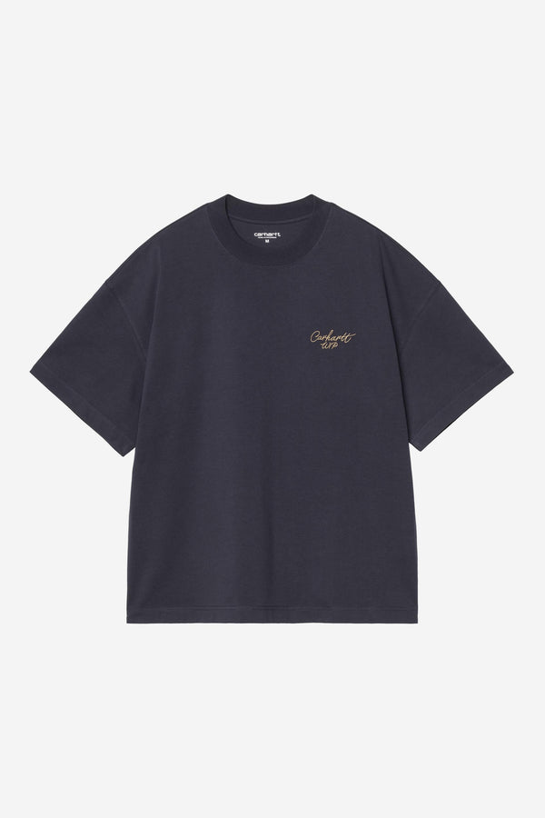Carhartt Wip SIGNATURE SCRIPT S/S TEE Dark Navy / WIP Dusty H — Carhartt Wip